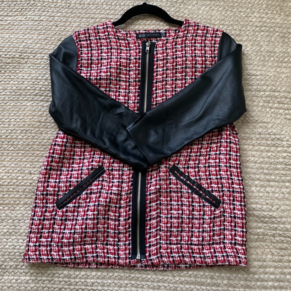 John Eshaya Jacket | Tweed | Leather Sleeves